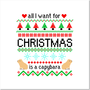 All I Want for Christmas is a Capybara Ugly Sweater Posters and Art